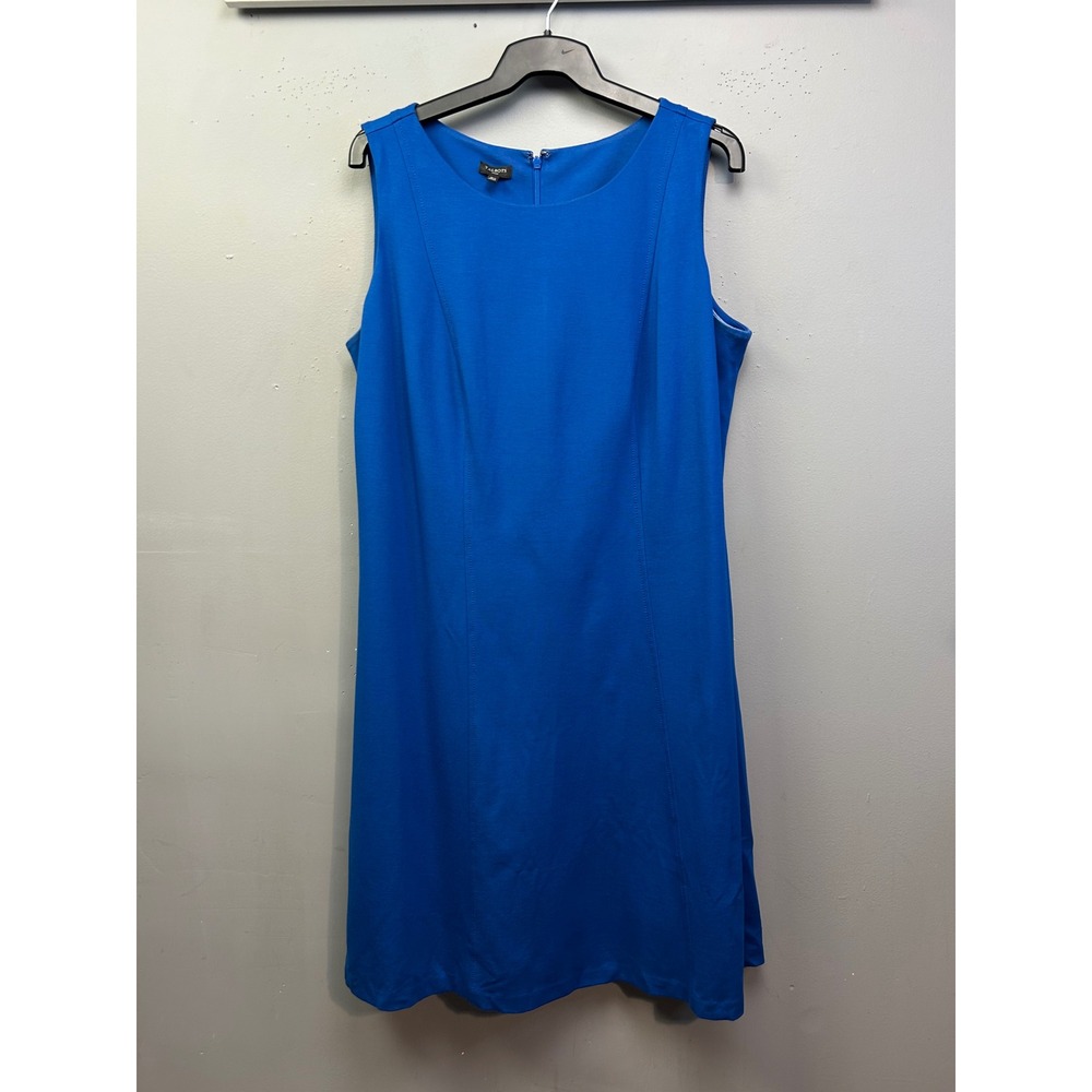 Talbots Dress Womens 16W Blue Sheath Sleeveless Ponte Knit Career Classic Work